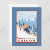 Downhhill Snow Skier - Mount Hood, Oregon Briefkaart (Voorkant / Achterkant)