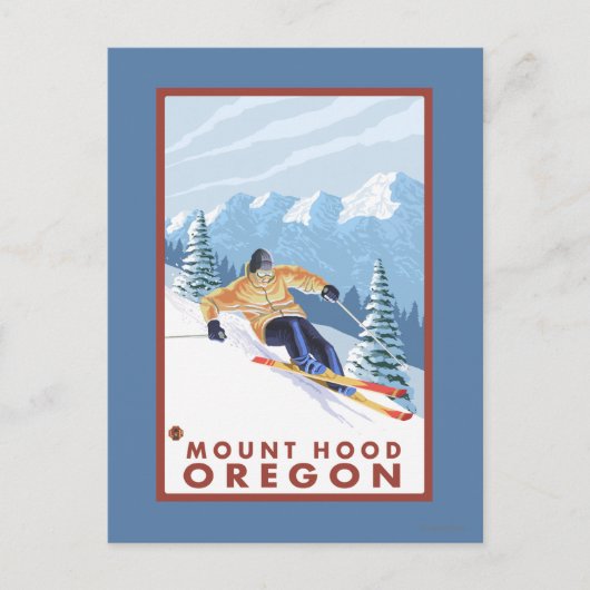 Downhhill Snow Skier - Mount Hood, Oregon Briefkaart (Voorkant)