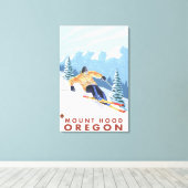 Downhhill Snow Skier - Mount Hood, Oregon Canvas Afdruk (Insitu (Houten vloer))