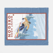 Downhhill Snow Skier - Mount Hood, Oregon Fleece Deken (Voorkant (Horizontaal))