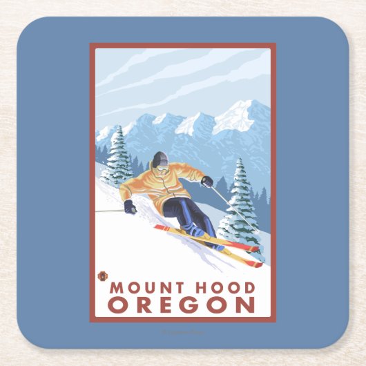 Downhhill Snow Skier - Mount Hood, Oregon Kartonnen Onderzetters (Voorkant)