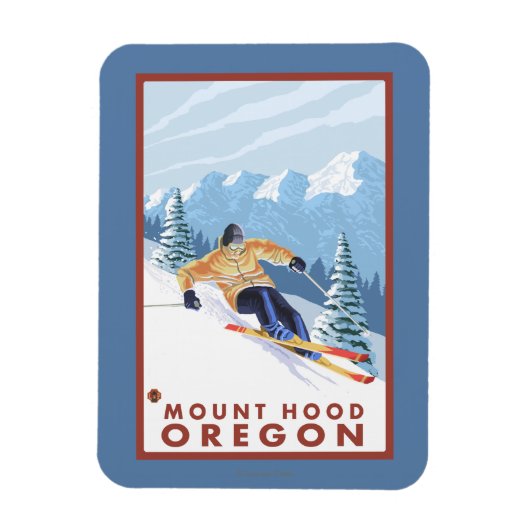 Downhhill Snow Skier - Mount Hood, Oregon Magneet (Verticaal)