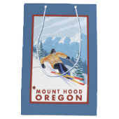 Downhhill Snow Skier - Mount Hood, Oregon Medium Cadeauzakje (Achterkant)