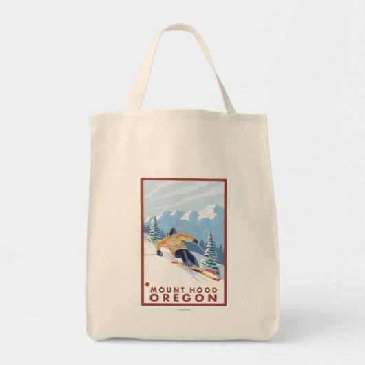 Downhhill Snow Skier - Mount Hood, Oregon Tote Bag (Voorkant)