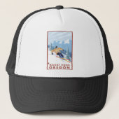 Downhhill Snow Skier - Mount Hood, Oregon Trucker Pet (Voorkant)