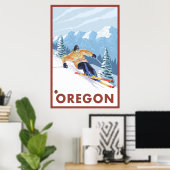 Downhhill Snow Skier - Oregon Poster (Thuiskantoor)