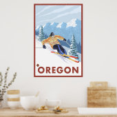 Downhhill Snow Skier - Oregon Poster (Keuken)