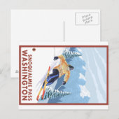 Downhhill Snow Skier - Snoqualmie Pass , WA Briefkaart (Voorkant / Achterkant)