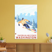 Downhhill Snow Skier - Snoqualmie Pass , WA Canvas Afdruk (Insitu (Woonkamer))