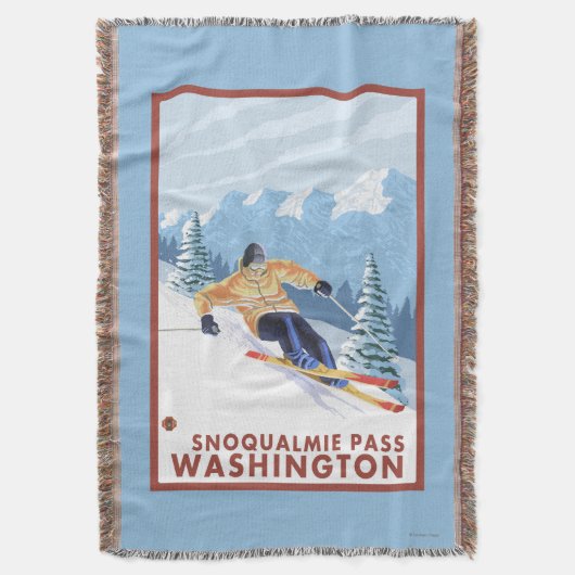 Downhhill Snow Skier - Snoqualmie Pass , WA Deken (Voorkant Verticaal)