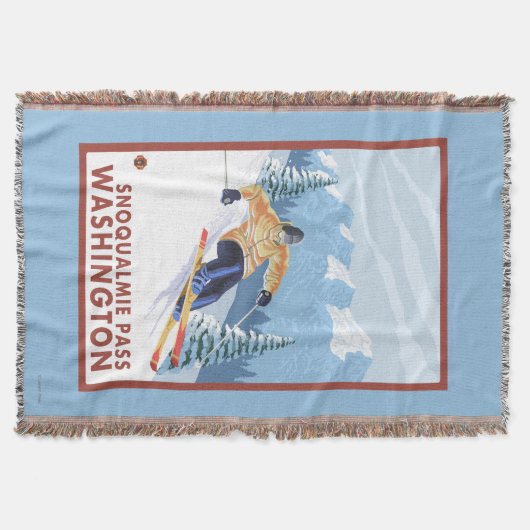 Downhhill Snow Skier - Snoqualmie Pass , WA Deken (Voorkant)