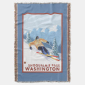 Downhhill Snow Skier - Snoqualmie Pass , WA Deken (Voorkant Verticaal)