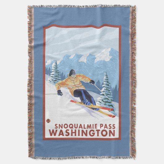 Downhhill Snow Skier - Snoqualmie Pass , WA Deken (Voorkant Verticaal)
