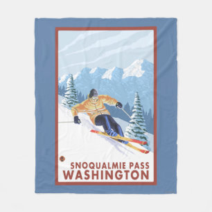 Downhhill Snow Skier - Snoqualmie Pass , WA Fleece Deken