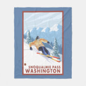 Downhhill Snow Skier - Snoqualmie Pass , WA Fleece Deken (Voorkant)