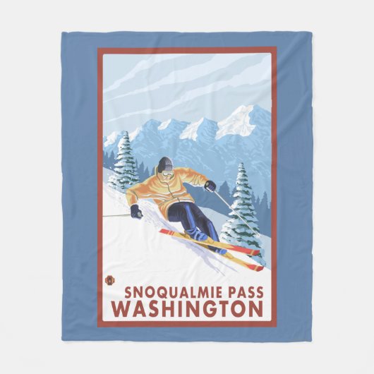 Downhhill Snow Skier - Snoqualmie Pass , WA Fleece Deken (Voorkant)