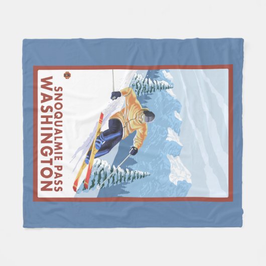 Downhhill Snow Skier - Snoqualmie Pass , WA Fleece Deken (Voorkant (Horizontaal))