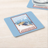Downhhill Snow Skier - Snoqualmie Pass , WA Kartonnen Onderzetters (Schuin)