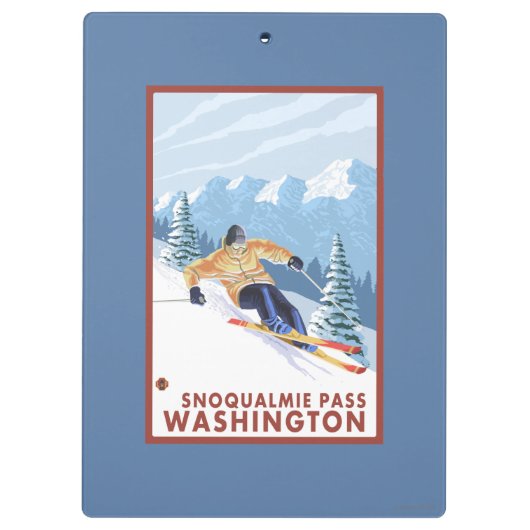 Downhhill Snow Skier - Snoqualmie Pass , WA Klembord (Achterkant)