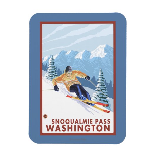 Downhhill Snow Skier - Snoqualmie Pass , WA Magneet (Verticaal)