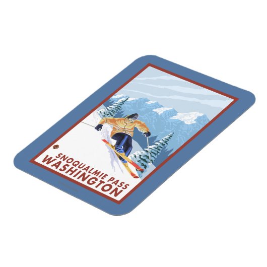 Downhhill Snow Skier - Snoqualmie Pass , WA Magneet (Linkerzijde)