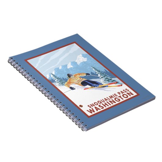 Downhhill Snow Skier - Snoqualmie Pass , WA Notitieboek (Rechterzijde)