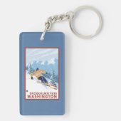 Downhhill Snow Skier - Snoqualmie Pass , WA Sleutelhanger (achterkant)