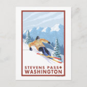 Downhhill Snow Skier - Stevens Pass Briefkaart (Voorkant)