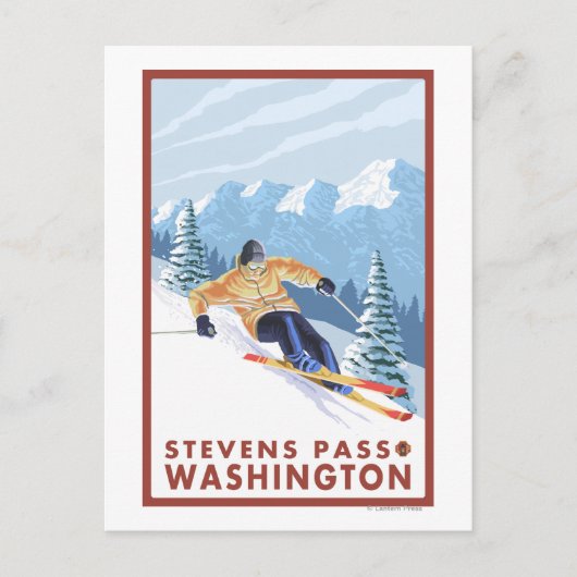 Downhhill Snow Skier - Stevens Pass Briefkaart (Voorkant)