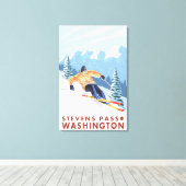 Downhhill Snow Skier - Stevens Pass Canvas Afdruk (Insitu (Houten vloer))