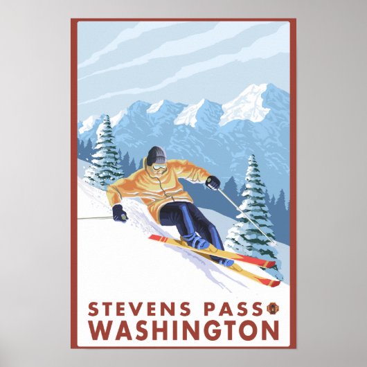 Downhhill Snow Skier - Stevens Pass Poster (Voorkant)