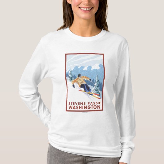 Downhhill Snow Skier - Stevens Pass T-shirt (Voorkant)