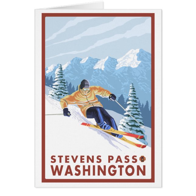 Downhhill Snow Skier - Stevens Pass, Washington (Voorkant)