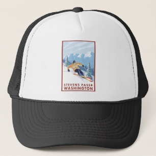 Downhhill Snow Skier - Stevens Pass, Washington Trucker Pet