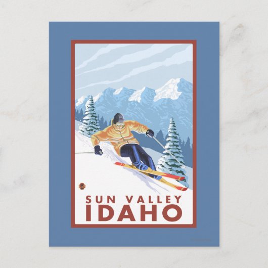 Downhhill Snow Skier - Sun Valley, Idaho Briefkaart (Voorkant)