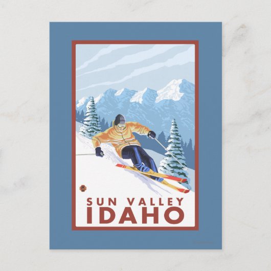 Downhhill Snow Skier - Sun Valley, Idaho Briefkaart (Voorkant)
