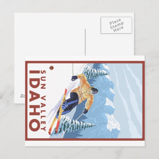 Downhhill Snow Skier - Sun Valley, Idaho Briefkaart (Voorkant / Achterkant)