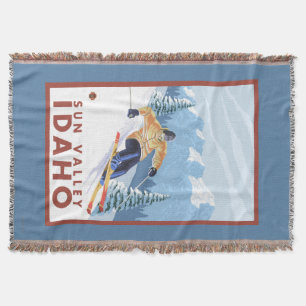 Downhhill Snow Skier - Sun Valley, Idaho Deken