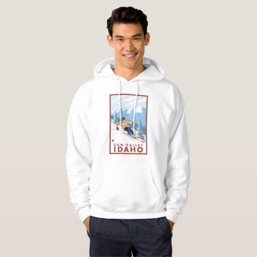 Downhhill Snow Skier - Sun Valley, Idaho Hoodie (Voorkant volledig)