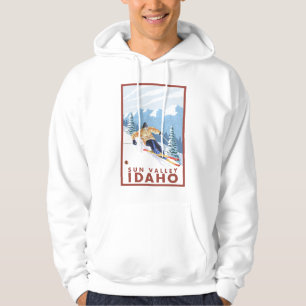 Downhhill Snow Skier - Sun Valley, Idaho Hoodie