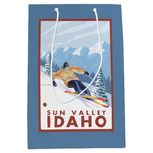 Downhhill Snow Skier - Sun Valley, Idaho Medium Cadeauzakje (Voorkant)