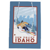 Downhhill Snow Skier - Sun Valley, Idaho Medium Cadeauzakje (Achterkant)
