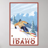 Downhhill Snow Skier - Sun Valley, Idaho Poster (Voorkant)