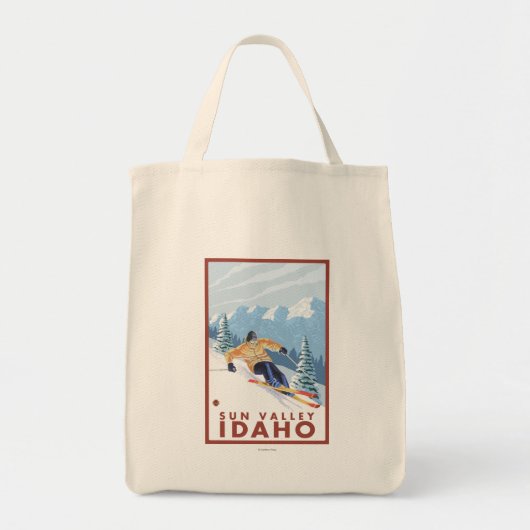 Downhhill Snow Skier - Sun Valley, Idaho Tote Bag (Voorkant)