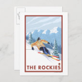 Downhhill Snow Skier - The Rockies Briefkaart (Voorkant / Achterkant)