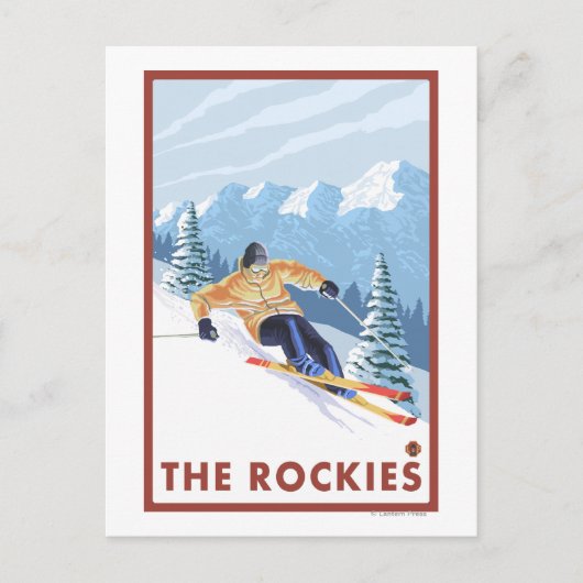 Downhhill Snow Skier - The Rockies Briefkaart (Voorkant)