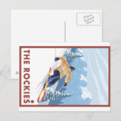 Downhhill Snow Skier - The Rockies Briefkaart (Voorkant / Achterkant)
