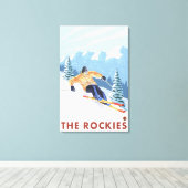 Downhhill Snow Skier - The Rockies Canvas Afdruk (Insitu (Houten vloer))