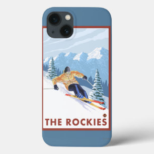 Downhhill Snow Skier - The Rockies iPhone 13 Hoesje