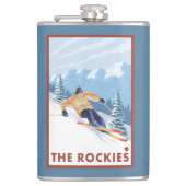 Downhhill Snow Skier - The Rockies Heupfles (Voorkant)